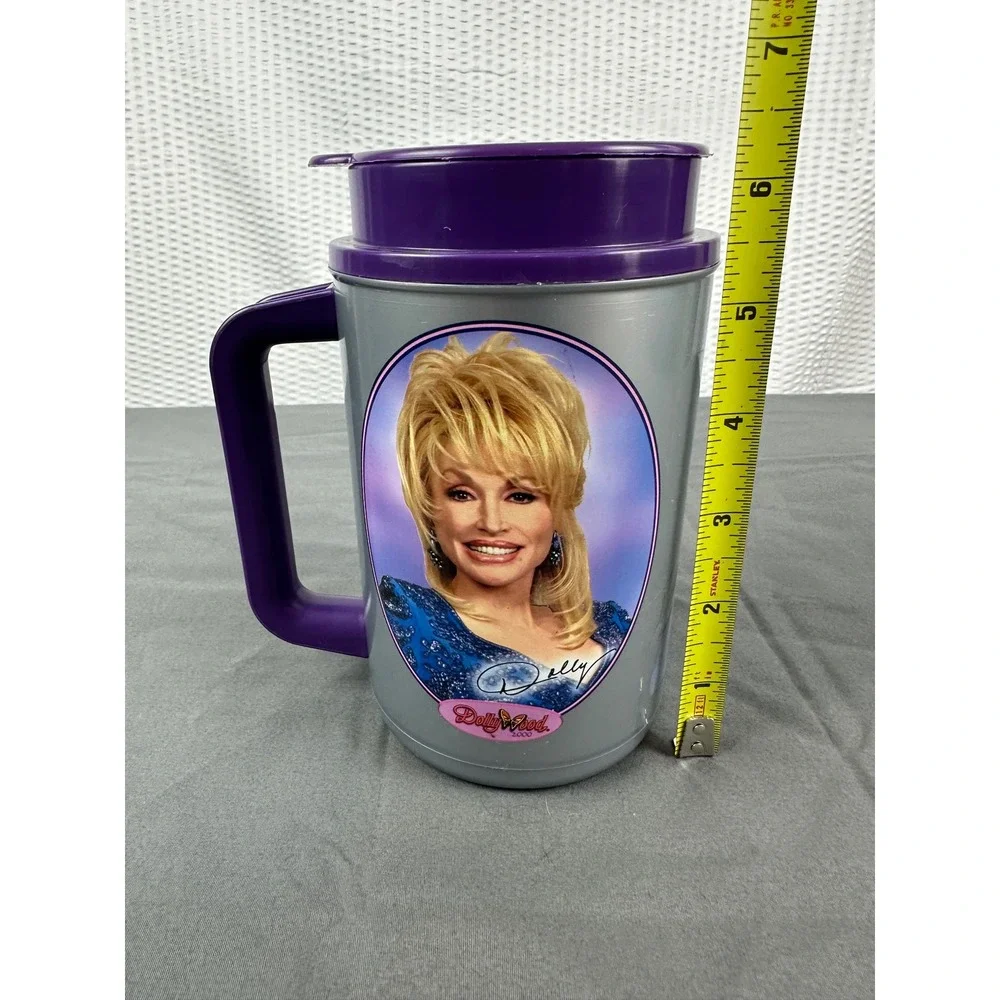 VTG Dollywood 2000 Pigeon Forge TN Whirley Thermo Insulated Plastic Mug Cup Lid